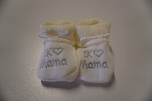 Slofjes WIT - I Love Papa/Mama