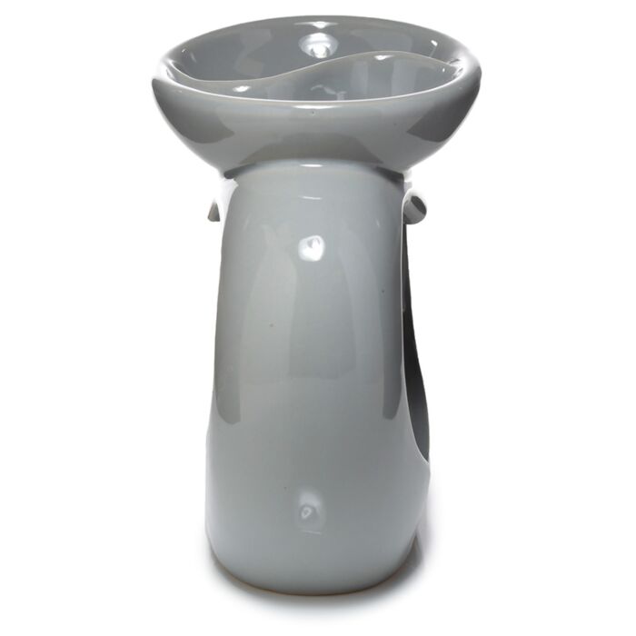 Grijze Hartvormige Dubbele Schaal Keramiek Olie- en Wax Geurbrander